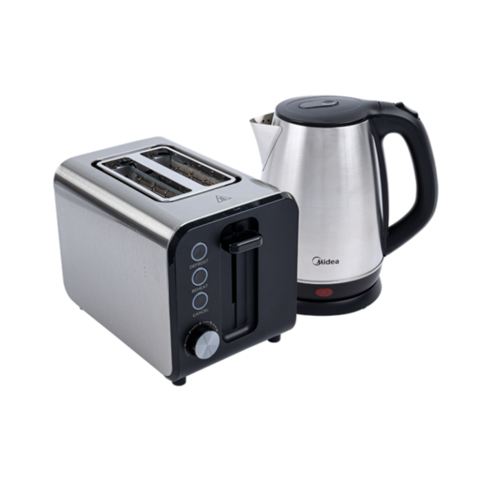 Midea Stainless Steel Deluxe Kettle & 2 Slice Toaster Breakfast Pack - MD-BP-17S30B-RW2L